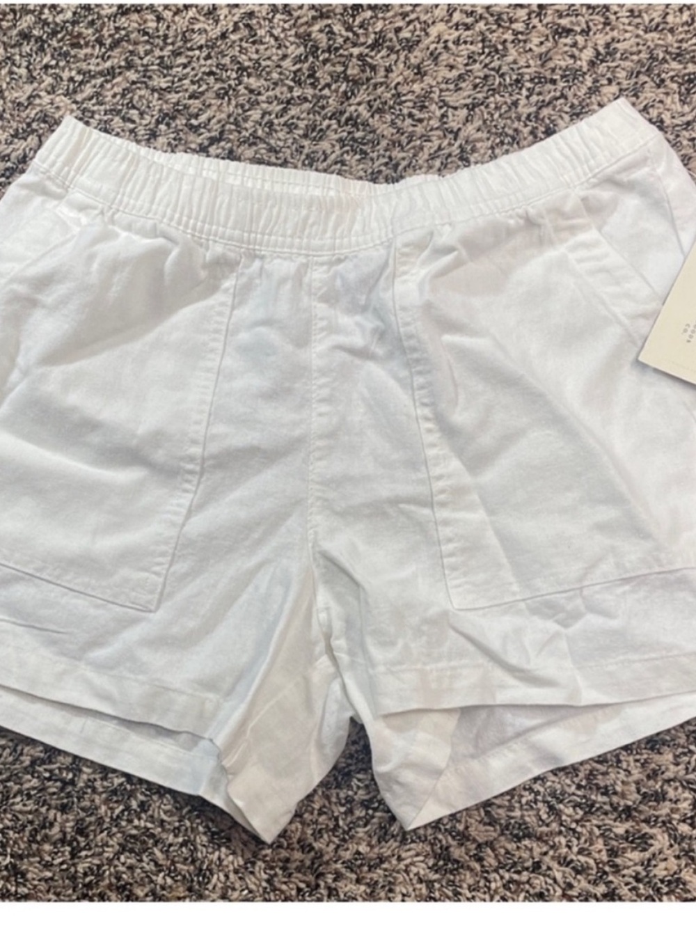 Women's White Linen Elastic Waist Shorts Size M | NWT Universal Thread